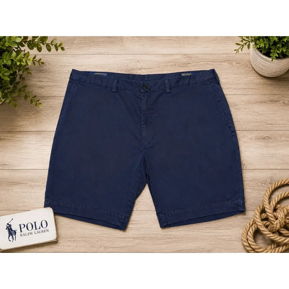 New Polo Ralph Lauren Shorts Men's 40 Classic Fit Navy Blue 100% Cotton Chino